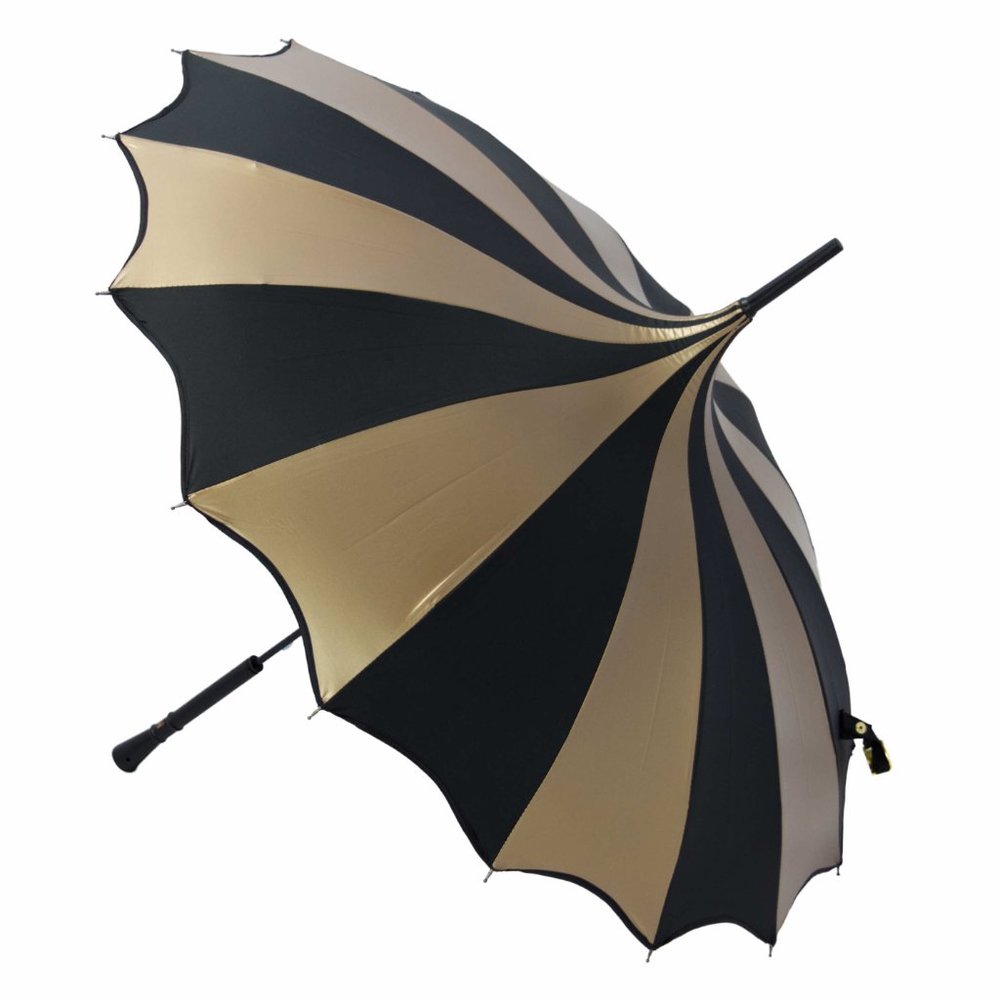 Black & Gold Parasol Style Umbrella